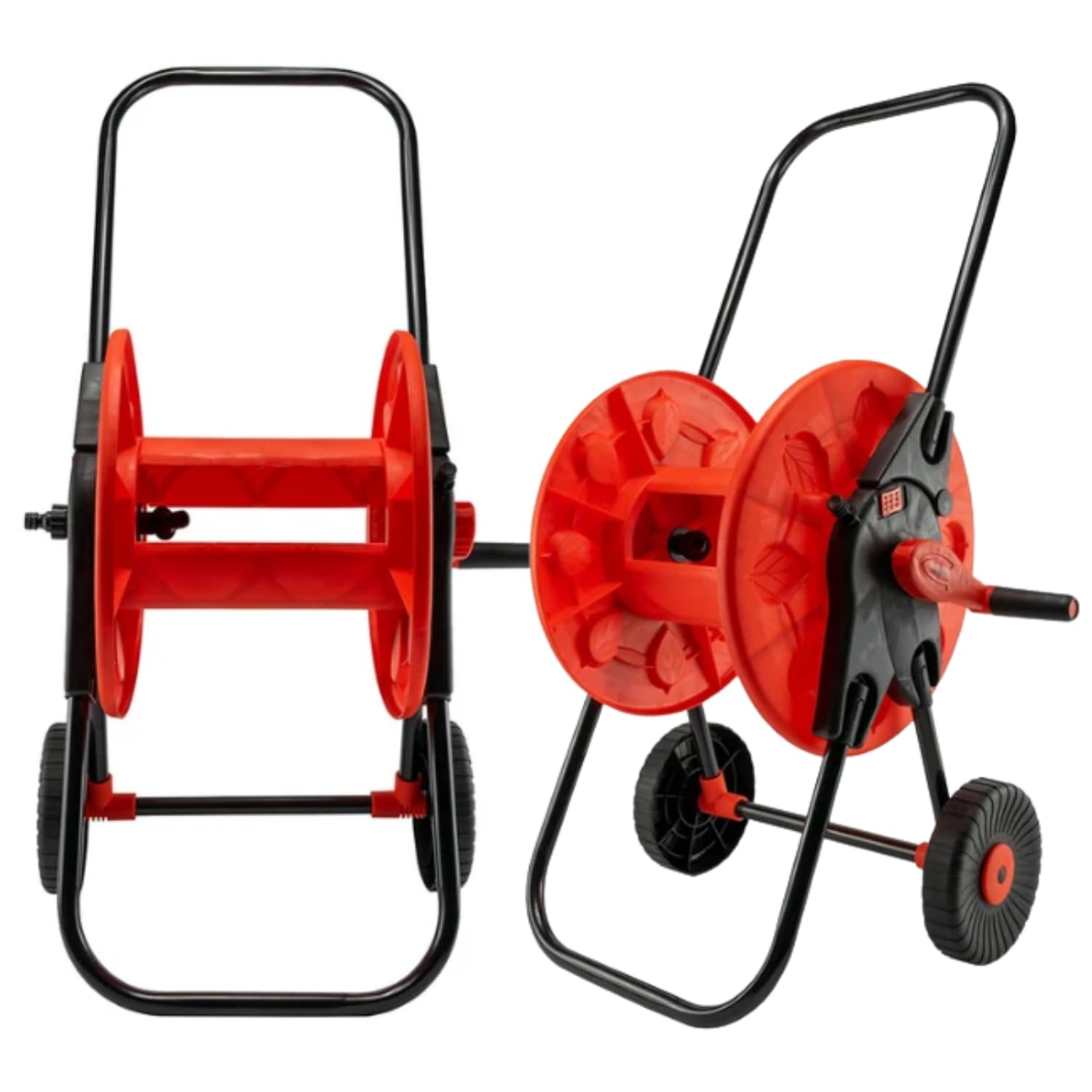 Garden Hose Cart Reel Trolley with Wheels for 60m 1/2" Garden Hose Free Standing Red Portable Long Handle