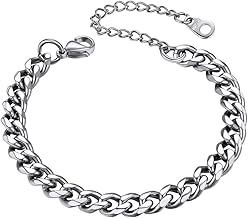 PROSTEEL Herren Armband Klassische Panzerkette 3,5/6/9/12mm 21cm kubanische Gliederkette Armband Herren Hip-Hop Armkette ModeSchmuck Accessoire für Männer Frauen Edelstahl/18k vergoldet