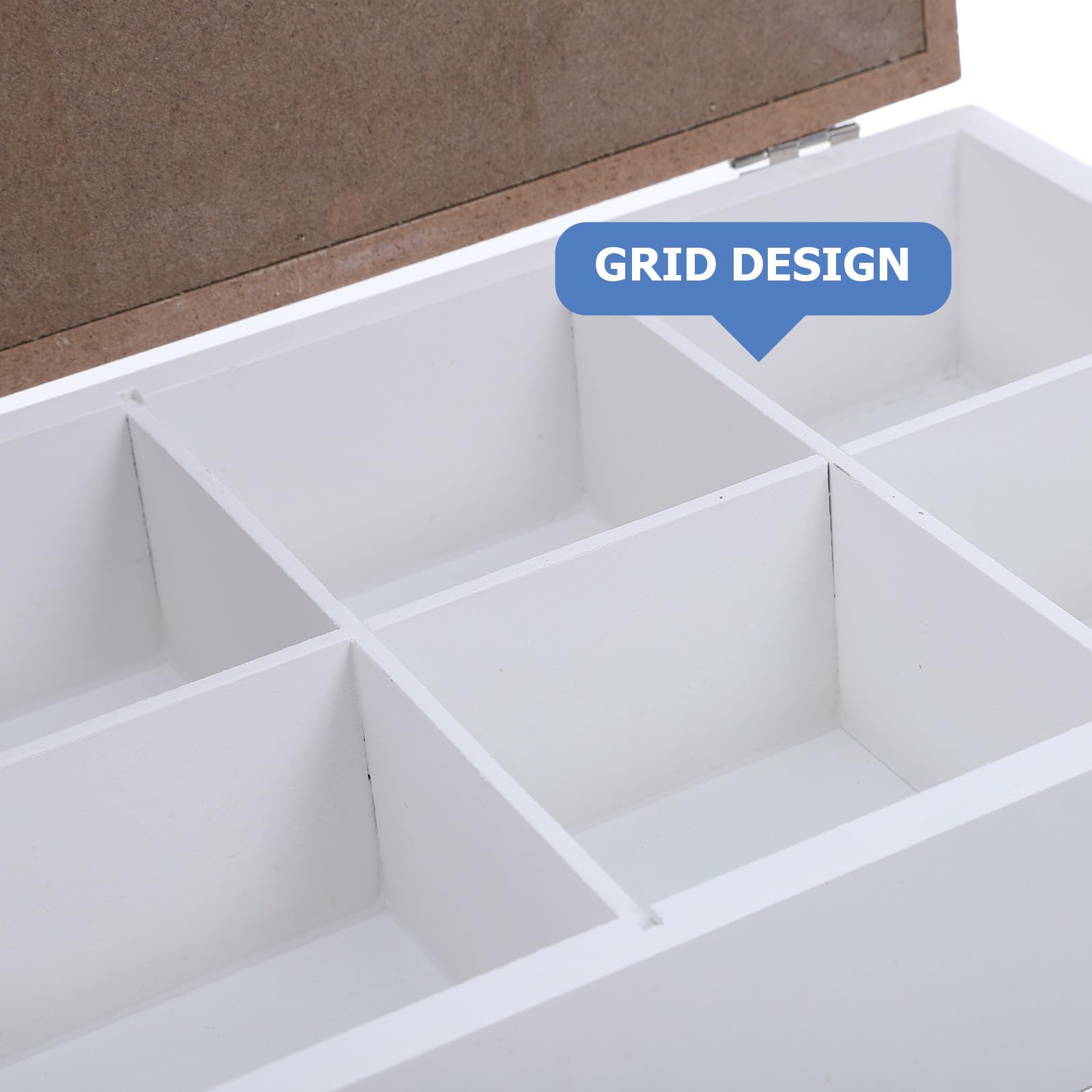 TOYANDONA Caja de Almacenamiento de Escritorio, Organizador de Bolsitas de Té de Madera, 6 Compartimentos, con Tapa y Divisor, Madera, para Bolsitas de Té y Snacks, para Hogar y Oficina