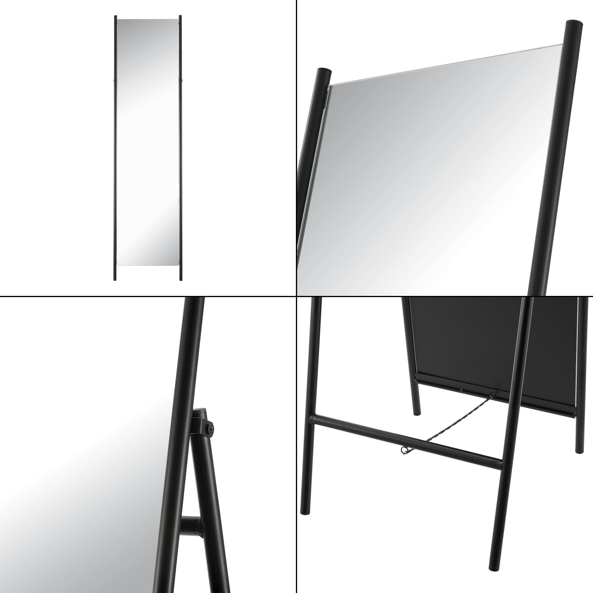 [en.casa] Specchio da Terra a Figura Intera Specchio Lungo Rettangolare 150 x 37,5 cm Specchio da Pavimento con Telaio in Metallo Nero