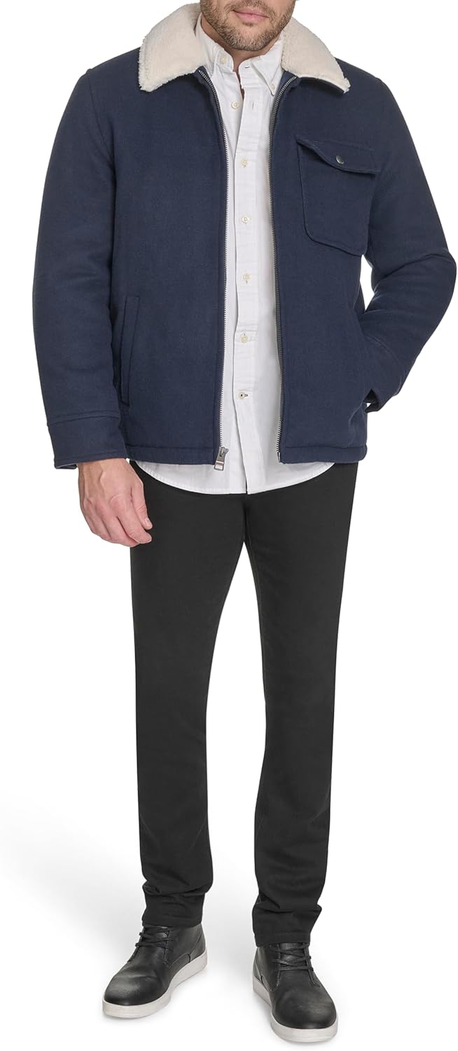 Tommy Hilfiger mens Wool Blend Jacket With Sherpa Collar - Image 2
