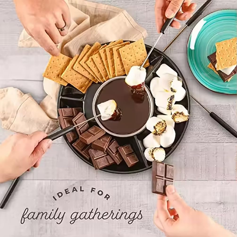 Machine à Fondue Au Chocolat, Kit De Fondue Au Chocolat avec 4 Fourchettes en Acier, Ensemble De Casseroles à Fondue Au Chocolat électrique, Contrôle De La Température, Machine à Fontaine à Chocolat