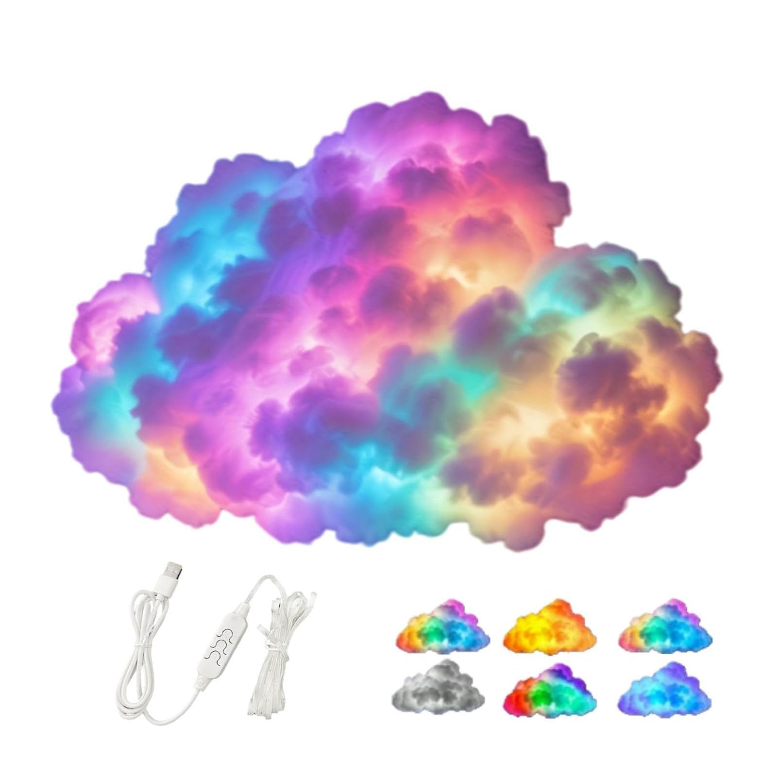 Lampa LED 3D Thunder Cloud – zasilanie USB, aktywowane głosem, wielokolorowe efekty do sypialni i pokoju gier, dekoracja