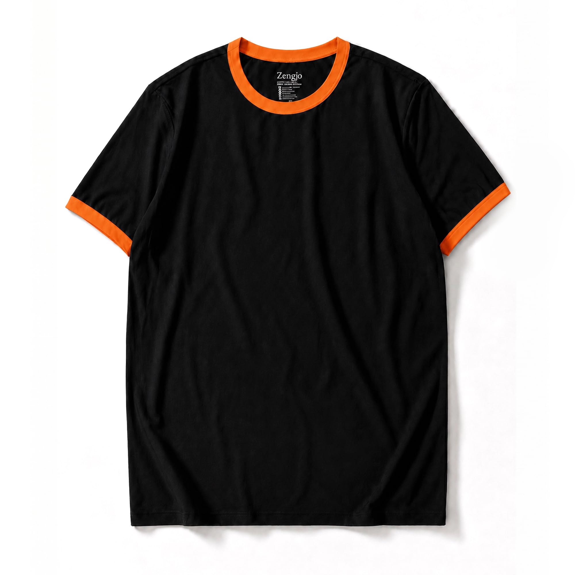 Zengjo Men's Ringer Tee Crewneck Athletic T Shirts Short Sleeve Sport Shirt | Vintage retro styling, cotton-poly jersey, contrast rib trim, game-day cheering, casual summer wear