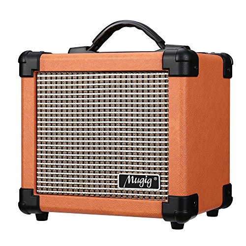 Mugig Guitar Amplifier 10W with Two Adjustable Channels and Dist Effects, Powered by 6 AA Batteries or AC Adapter