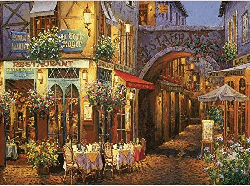 TLMYDD 1000 Piezas Puzzle Flores Multicolor Restaurante Rompecabezas De Madera para Adultos Familia Juegos Educativos Rom�ntico Ciudad Rom�ntico Classic Paisaje Europeo Pintura Al �leo Patr�n De Arte