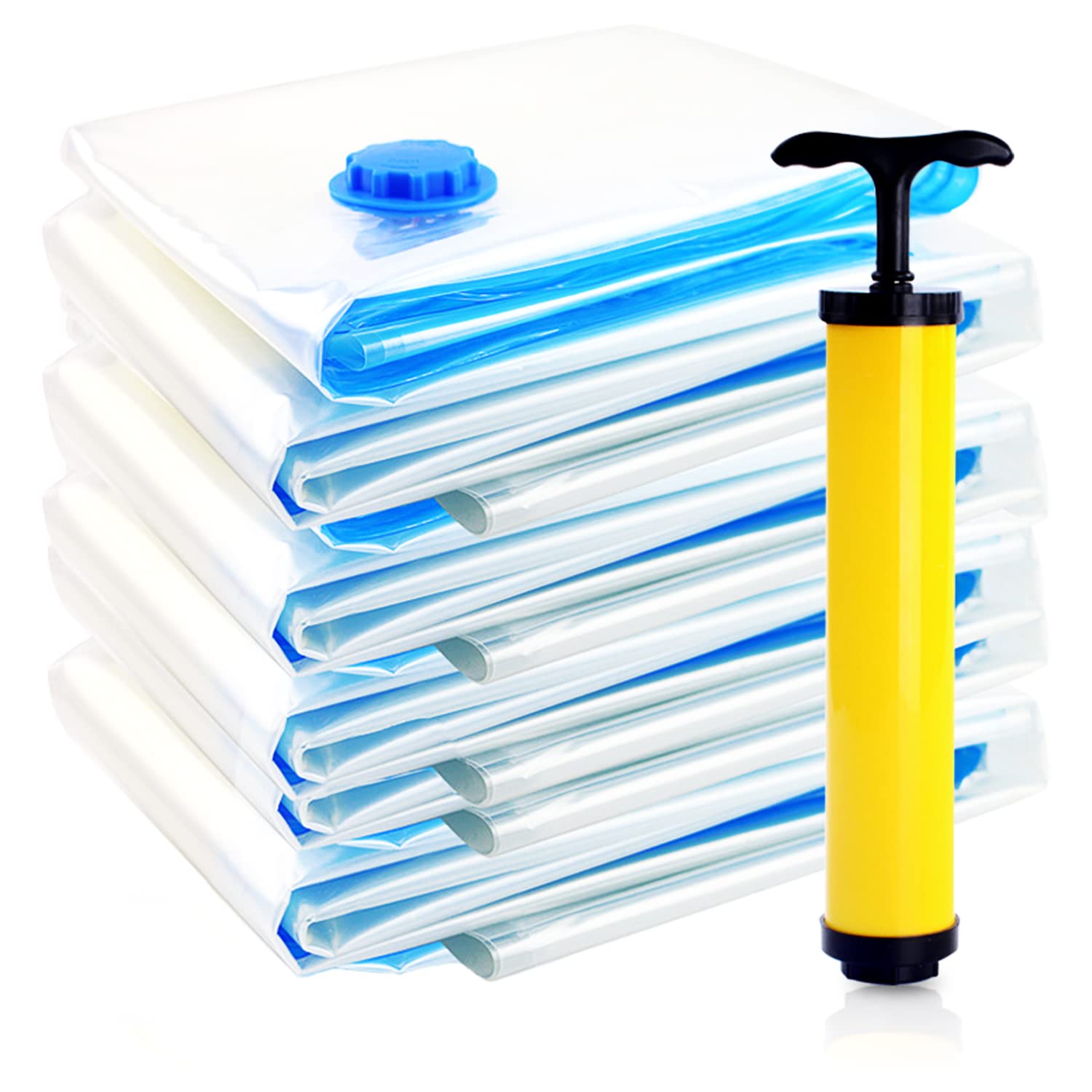 AAAUniversal Vacuum Sealed Compression Storage Bags-set of 10 Large size (5pcs 80 x 100cm, 5pcs 100 x 120cm) with Hand Pump Space Saver for Bedding, Pillows, Towel, Blanket and Clothes