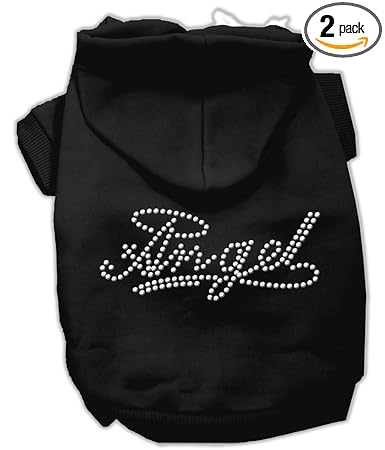 Mirage Pet Products 14-Inch Angel Rhinestud Hoodie, Large, Black