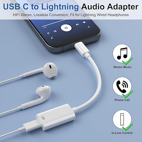 Miniatura 3 de COOYA Adaptador USB-C a Lightning para iPhone 15 Pro Max15 Pro15 Plus, cargatransferencia de datossalida de audio, adaptador 3 en 1, conector de