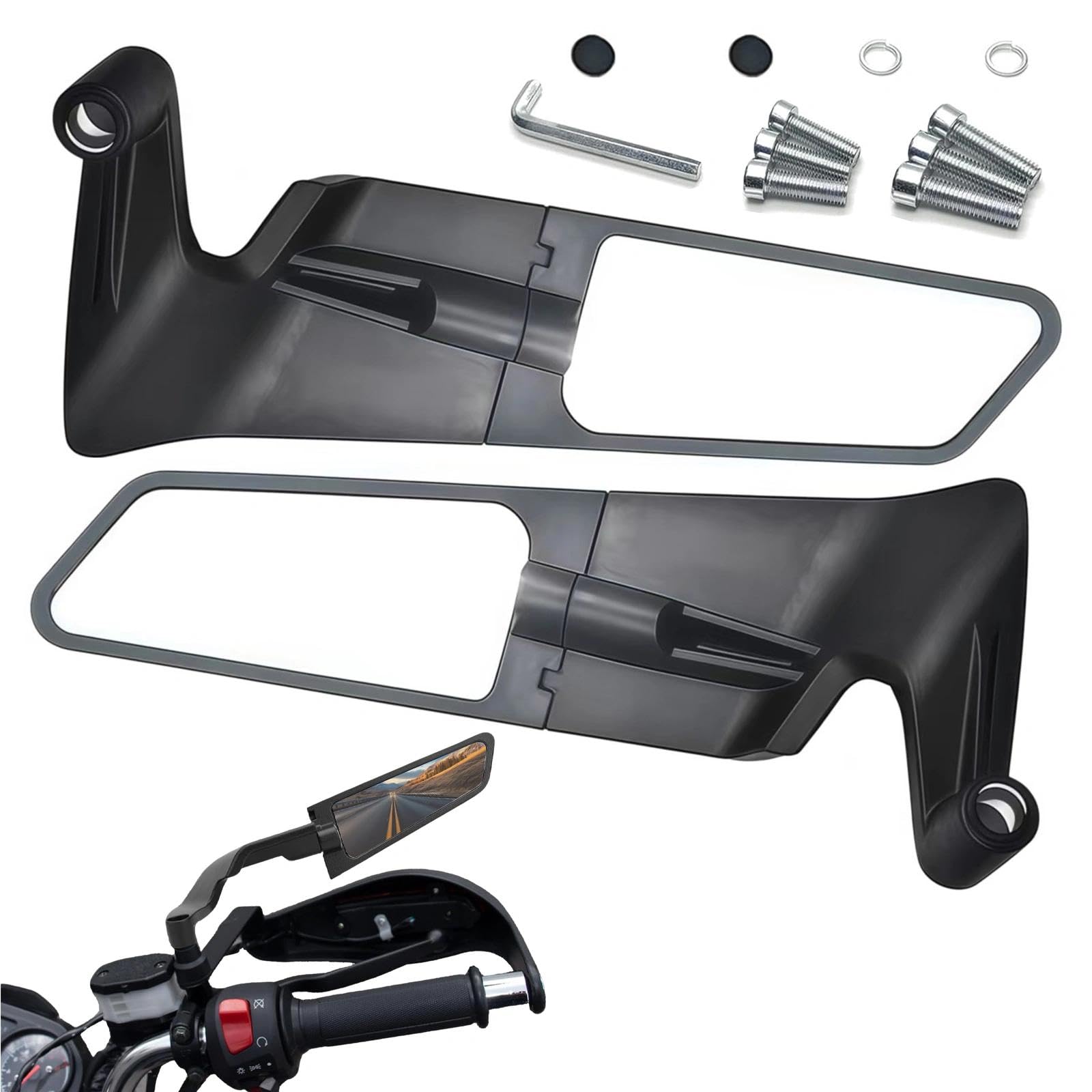 Universell Rückspiegel Verstellbare Motorrad Spiegel Verkehrsspiegel Rückspiegel Fahrrad Moped Zubehör für Scooter Street Bike Cruiser Chopper Sport Bike ATV Links Oder Rechts Montierbar Auto & Motorrad