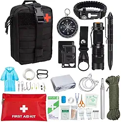 Kit de Sobrevivência Militar para Primeiros Socorros, 38 em 1, Molle, Lanterna, Bússola, Corda, Bracelete de Sobrevivência