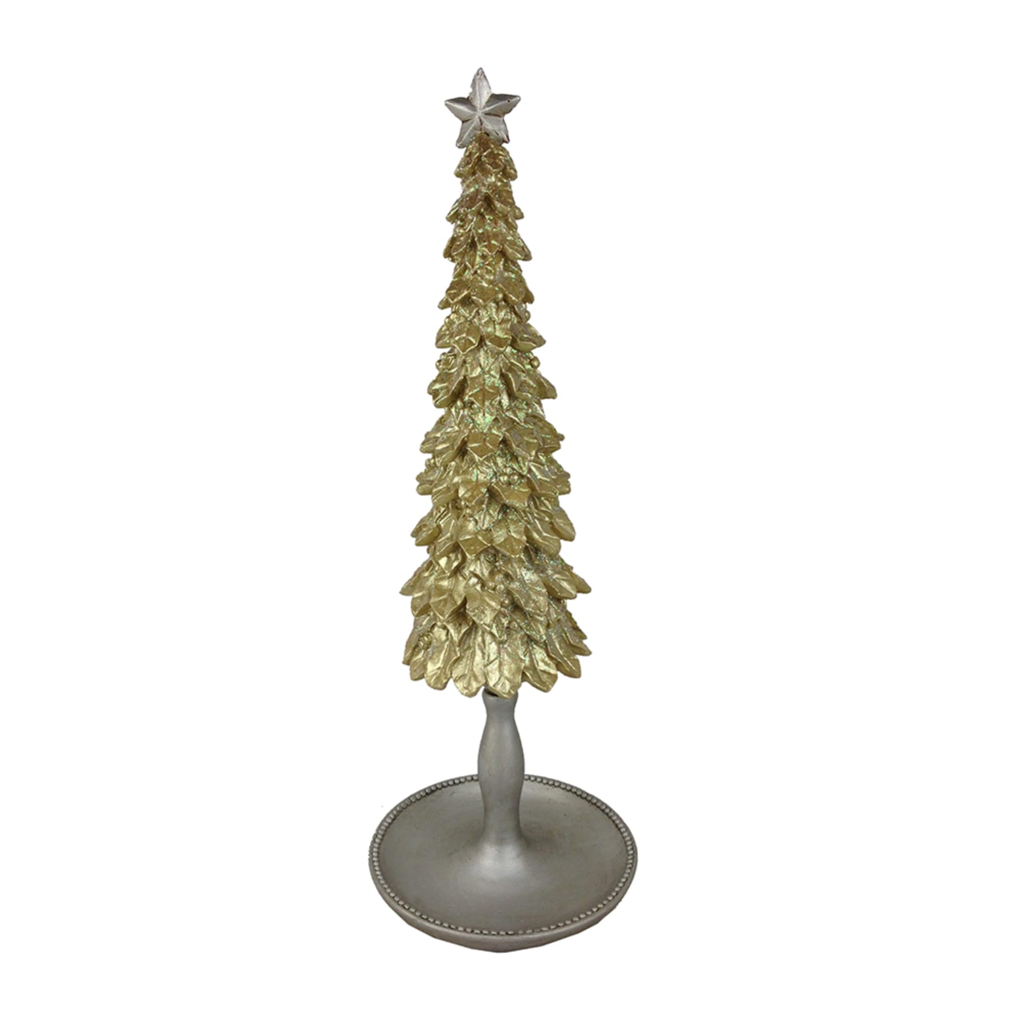 Photo 1 of A & B Home 20.1 in H Gold/Gray Polyresin Christmas Tree Tablepiece, Christmas Centerpiece, Artificial Christmas Tree, Christmas Decoration