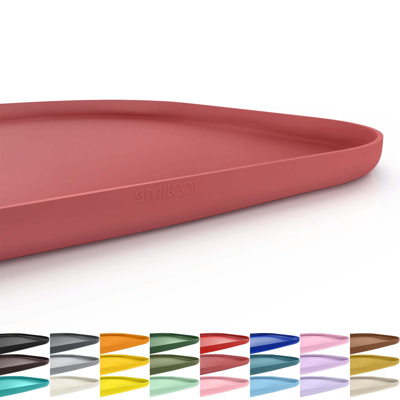 Smilool Silicone Pet Food Mat with Raised Edge for Food and Water Bowl, Dog Feeding Mats, Cat Food Trays for Floor Waterproof, Rubber Tray for Dogs and Cats, 24 x 16 x 0.8 Light Yellow Erythrinus โ image 1