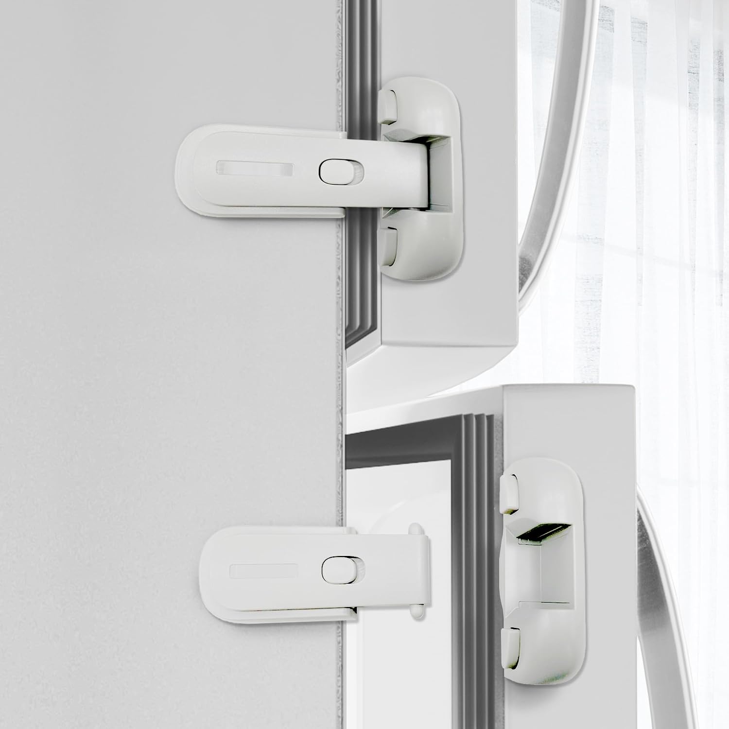 Moonybaby Baby Safety Freezer Door Latches to Keep Closed, Also for Fridge Lock for Kids, 2-Pack, White