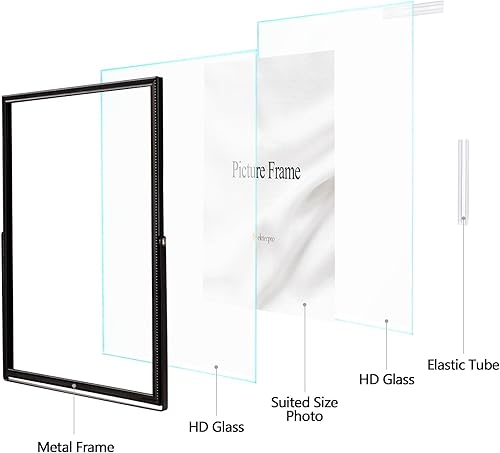 Miniatura 3 de eletecpro Marco de fotos de 4 x 6 pulgadas hecho de metal y cubierta de vidrio, para múltiples tamaños de hasta 6 x 8 pulgadas, marco de fotos negro