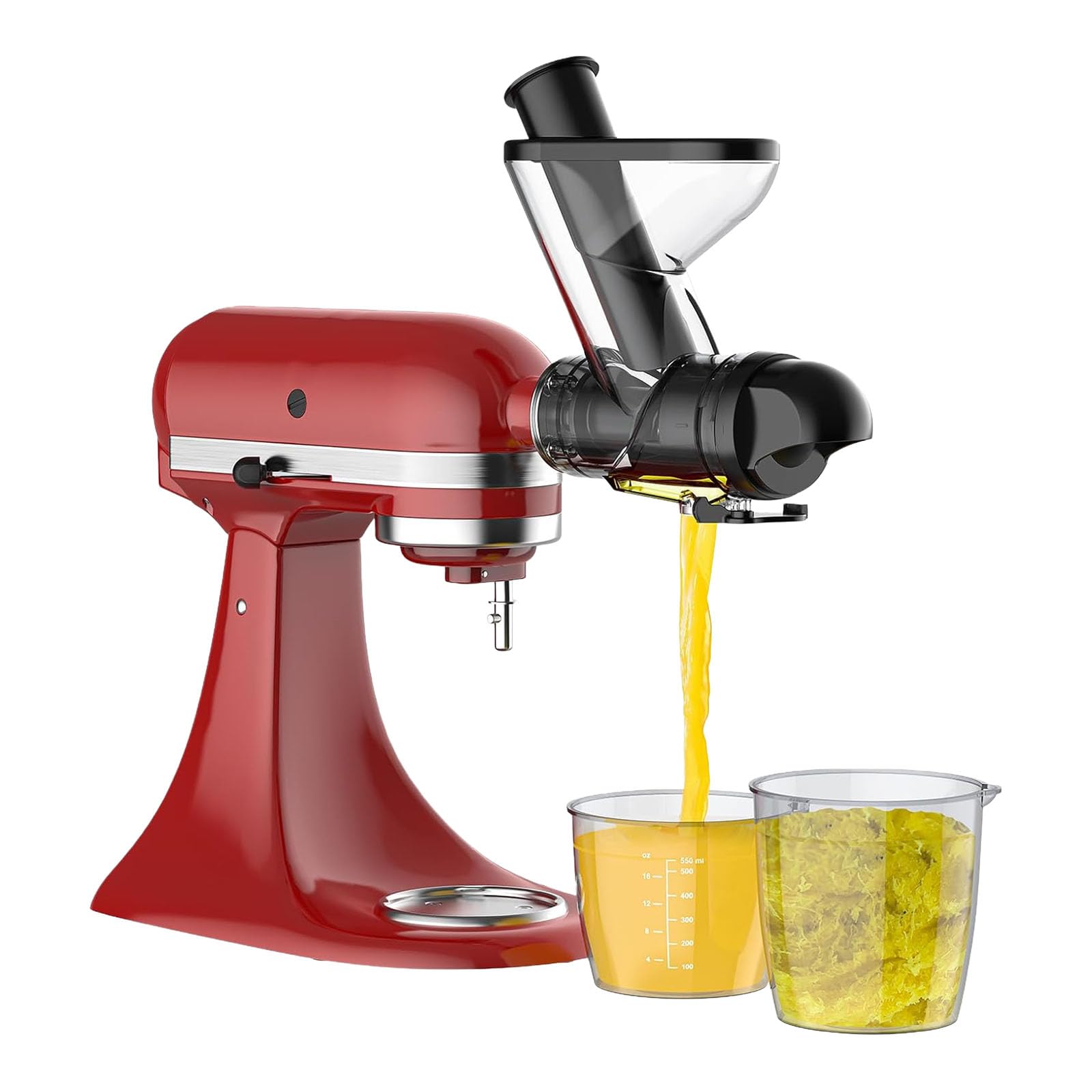 Kalttoy Press Juicer Attachment Slow Masticating Juicer Attachment with Double Feed Chutes and Pusher Slow Juicing Parts Cold Press