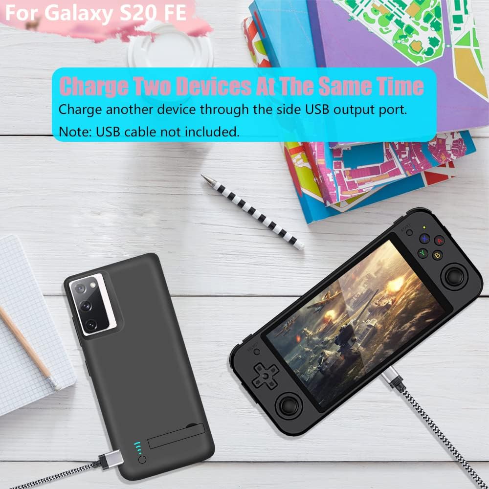 Battery Case for Samsung Galaxy S20 FE 5G, 5000mAh Rechargeable Extended Battery Charging Charger Case, Add 100% Extra Juice, Not Compatible with Galaxy S20 (6.5 inch) Black