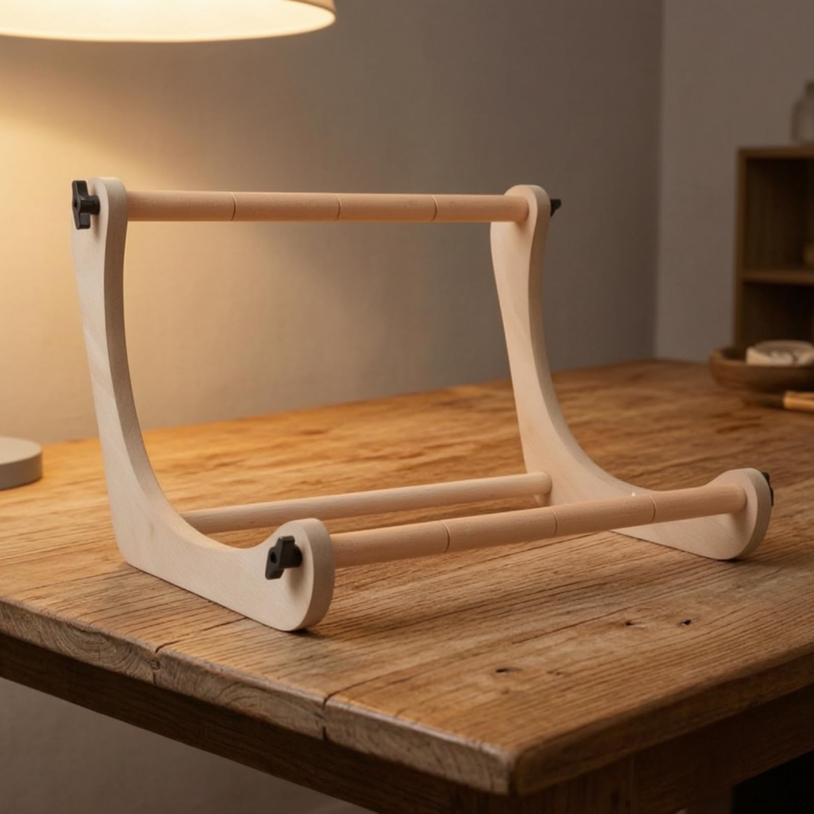 PETSOLA Bastidor de Bordado Ajustable Bastidor Marco Soporte Regulable Mesa Madera de con Estructura Lateral Curva y Estabilidad Firme Adecuado para Bordado Taller Estudio