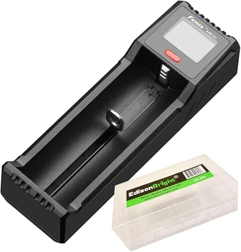 EdisonBright Fenix are-D1 Cargador de batería inteligente alimentado por USB para 21700/18650/16340 BBX5 Estuche de transporte de batería