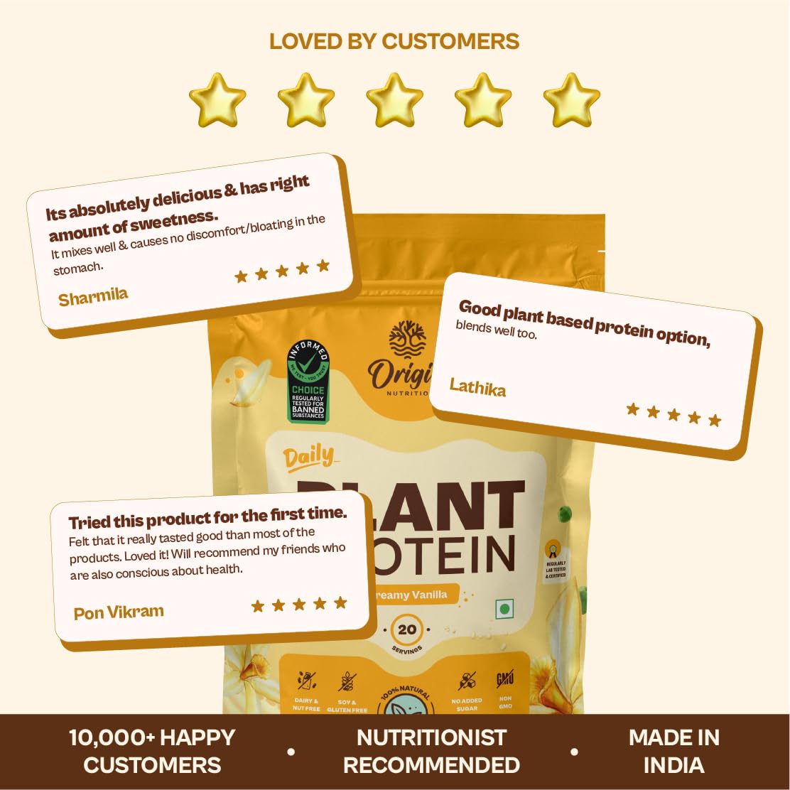 Origin Plant Protein | Creamy Vanilla | Smooth, Creamy, Not Chalky | 25g Pea & Pumpkin Seed Blend | All 9 Essential Amino Acids | Gut-Friendly, No Bloat | Vegan, Lab-Tested | 20 Servings, 792g — Amazon image 8