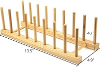 Vista 2 de Lawei 4 Pack Bamboo Dish Drying Rack, Plate Rack Stand Pot Lid Holder, Dish Organizer Racks for Plates, Cups, Bowls, Cutting Board, Drying Rack
