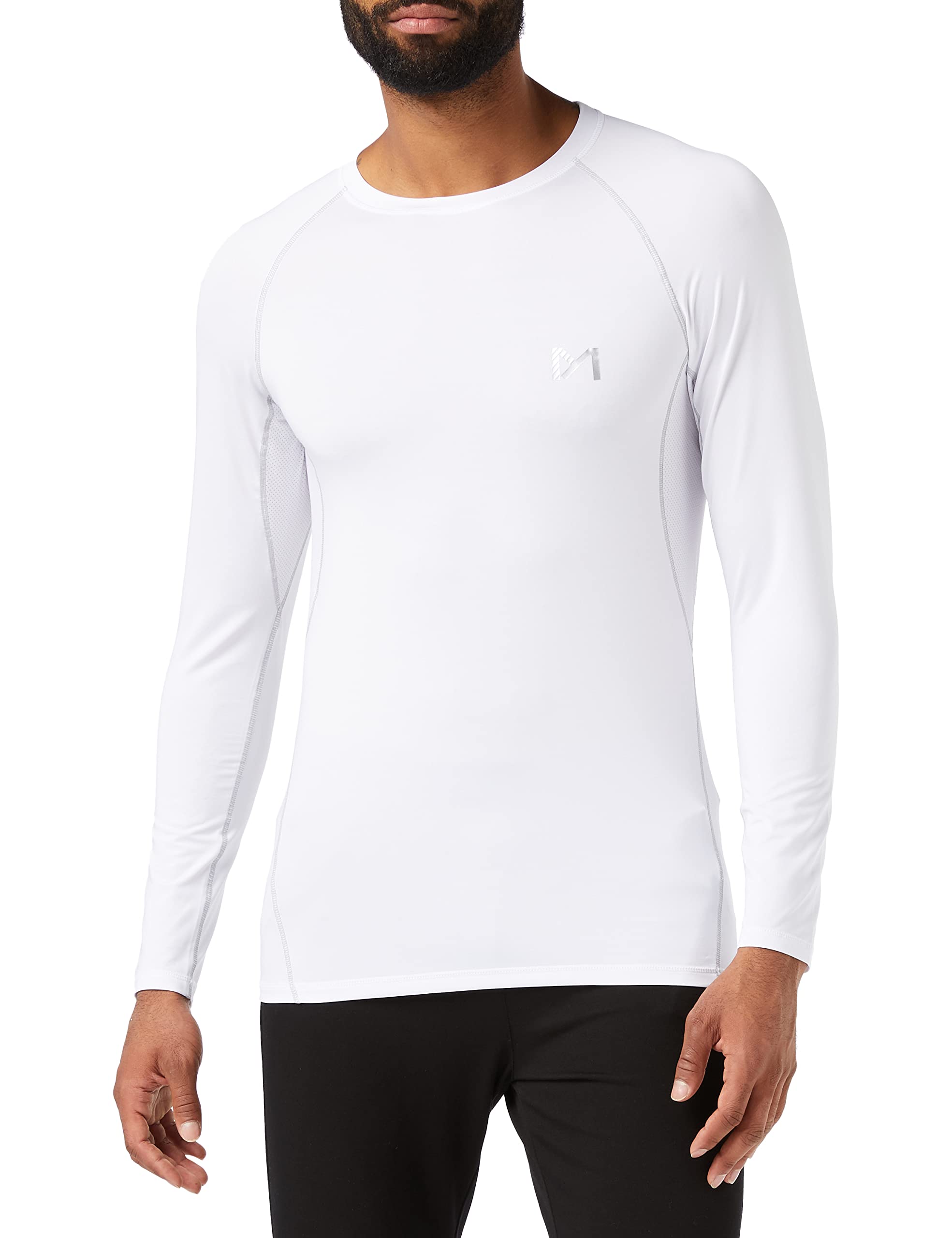 MEETYOOMEETYOO Men’s Compression Shirt, Base Layer Top Long Sleeve T-Shirt Sports Gear Fitness Tights for Running Gym Workout