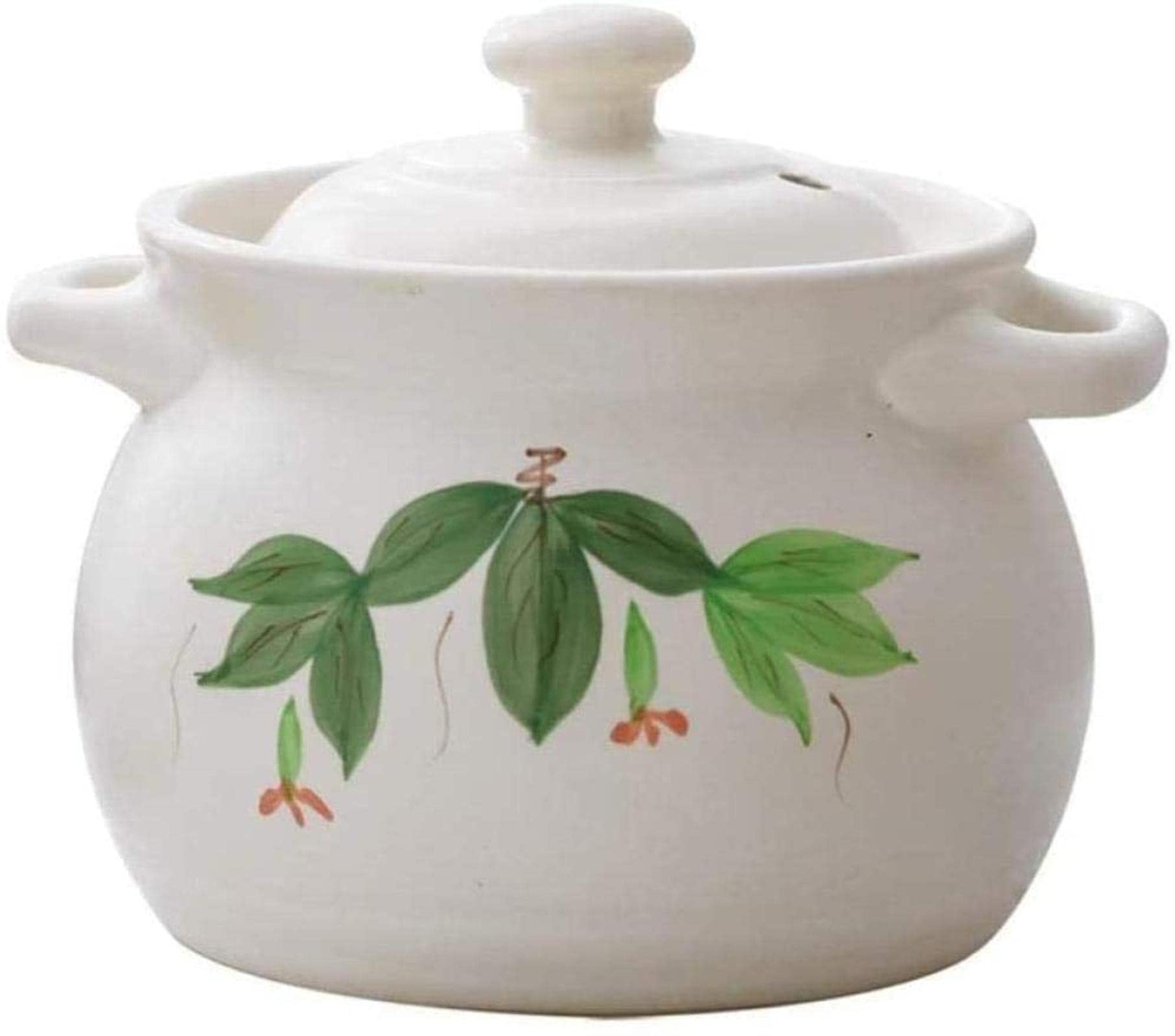 Cazuela de Barro/cazuela de Barro/sartén de Barro: cocción Resistente a Altas temperaturas, no Pierde Color, no envejece, Duradera y práctica, Capacidad de 1000 ml,White-Capacity 1000ml