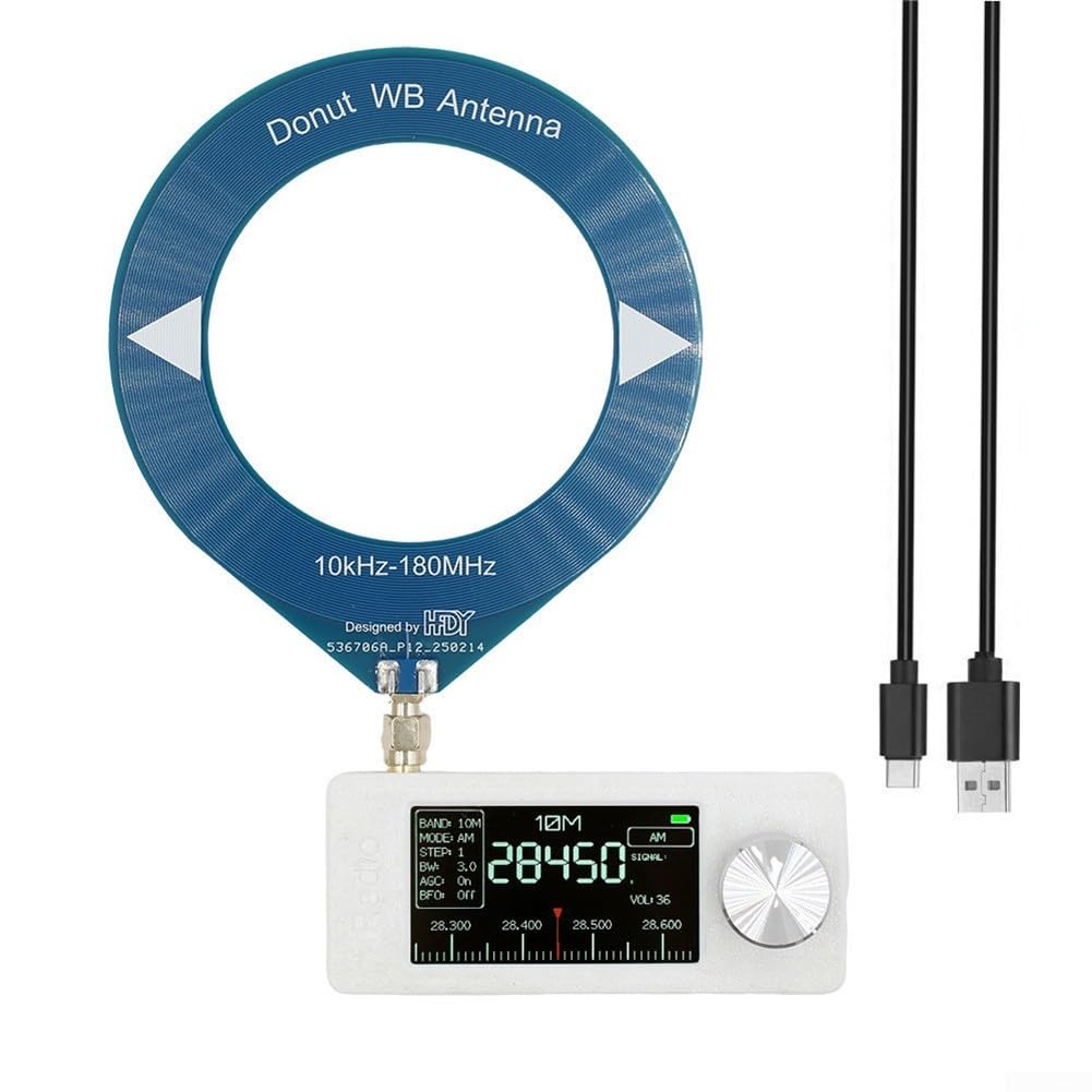 Radio SI4732, tamaño de bolsillo 0.5-108MHz Receptor con pantalla IPS y conector para auriculares (negro)