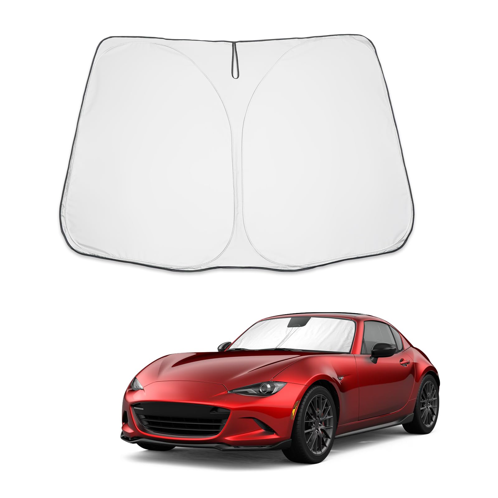 BIBIBO Osłona przedniej szyby kompatybilna z Mazda MX-5 MX5 2015-2025, składana ochrona przed słońcem, ochrona przed promieniowaniem UV, ochrona przed wysoką temperaturą, osłona przeciwsłoneczna na