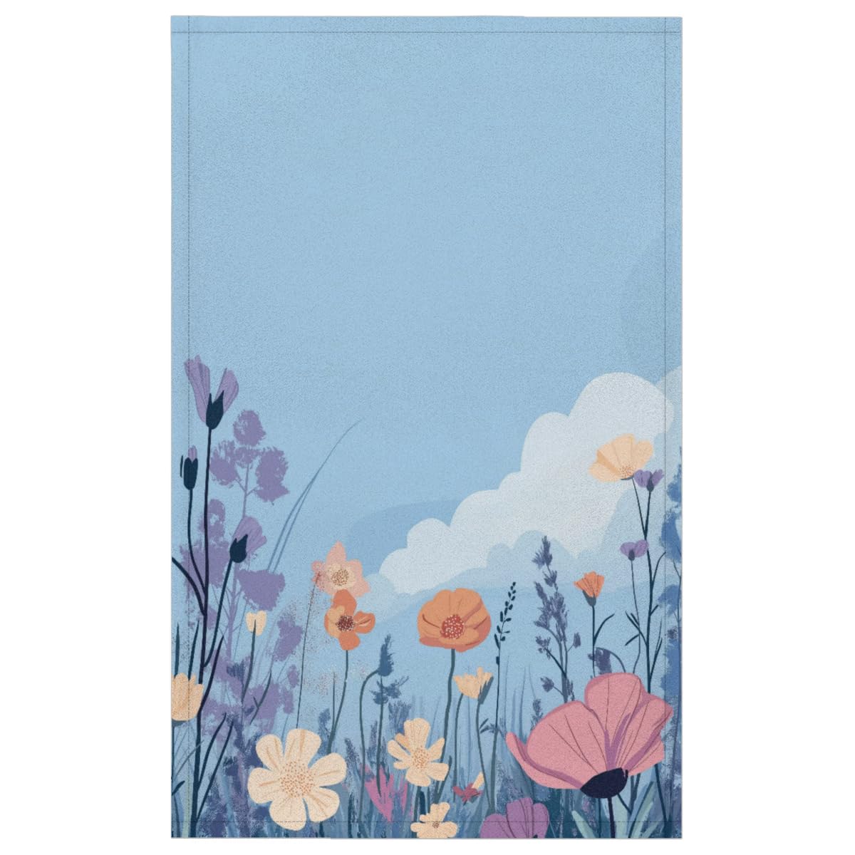 Sabokido Spring Wildflower Kitchen Towels Set of 2 Floral Blue Dish Towels Bar Absorbent Cleaning Tea Towel for Home Dining Restaurants