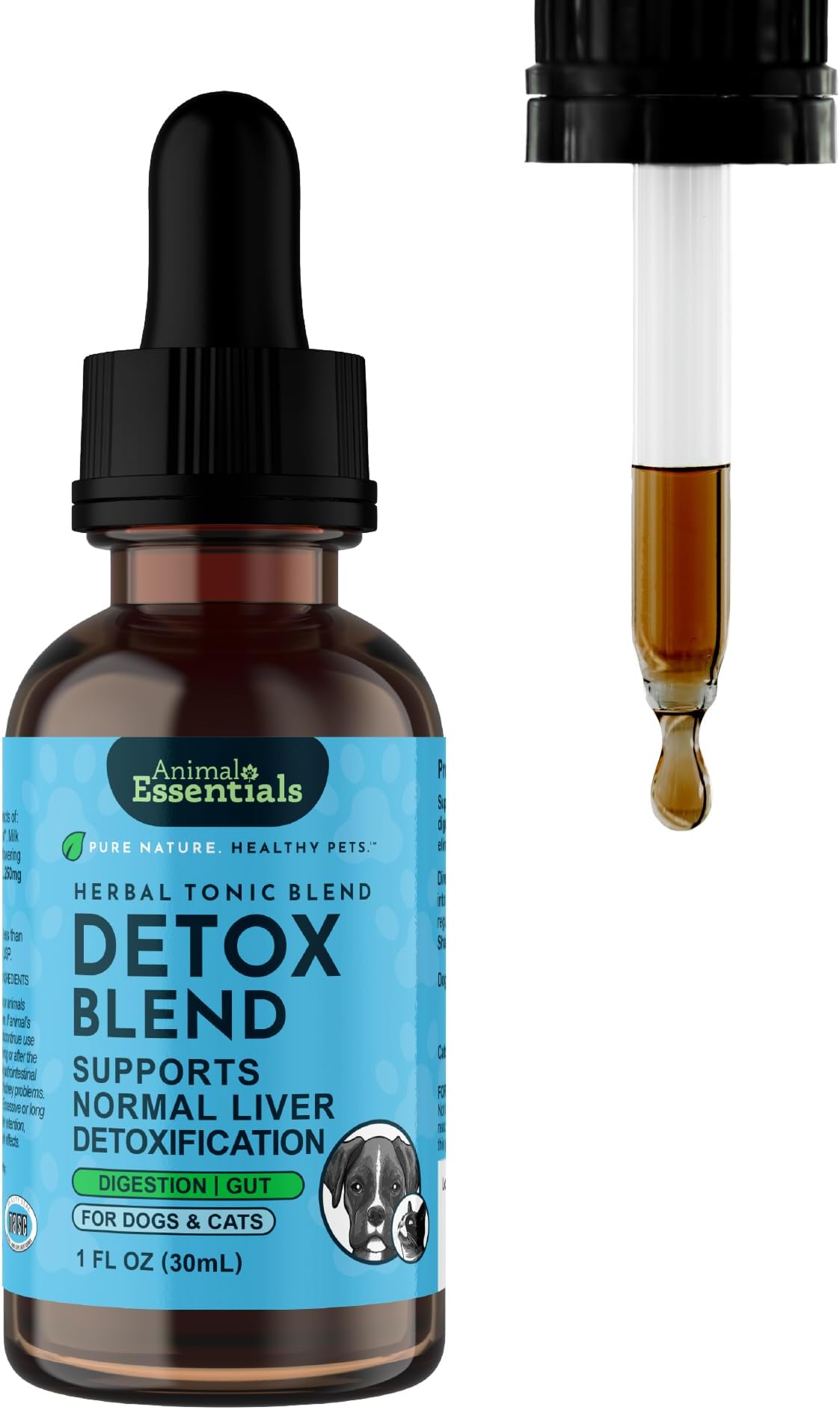 Detox Blend - Liver Support for Dogs & Cats, Liver Supplement, Herbal Formula, Organic Human Grade Herbs, Vet Recommended - 1 Fl Oz