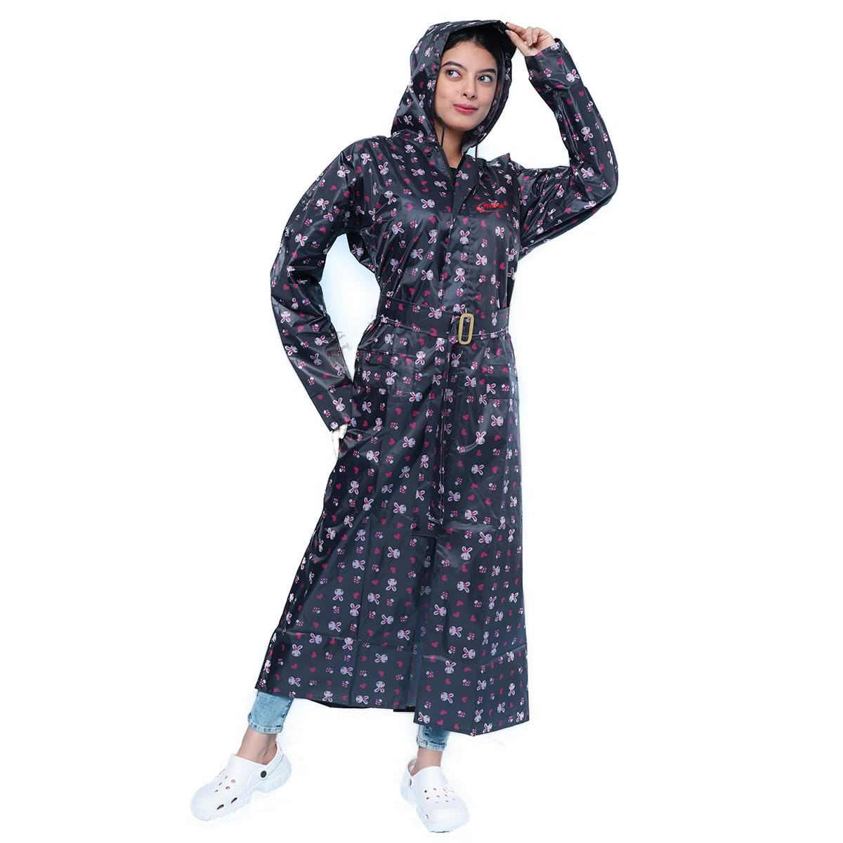 Rainsuit Women Waterproof PVC Raincoat with Hood & Carry Bag | Lightweight Rainwear for Women with Front Zip | Color May Vary | Standard Length | Pack of 1