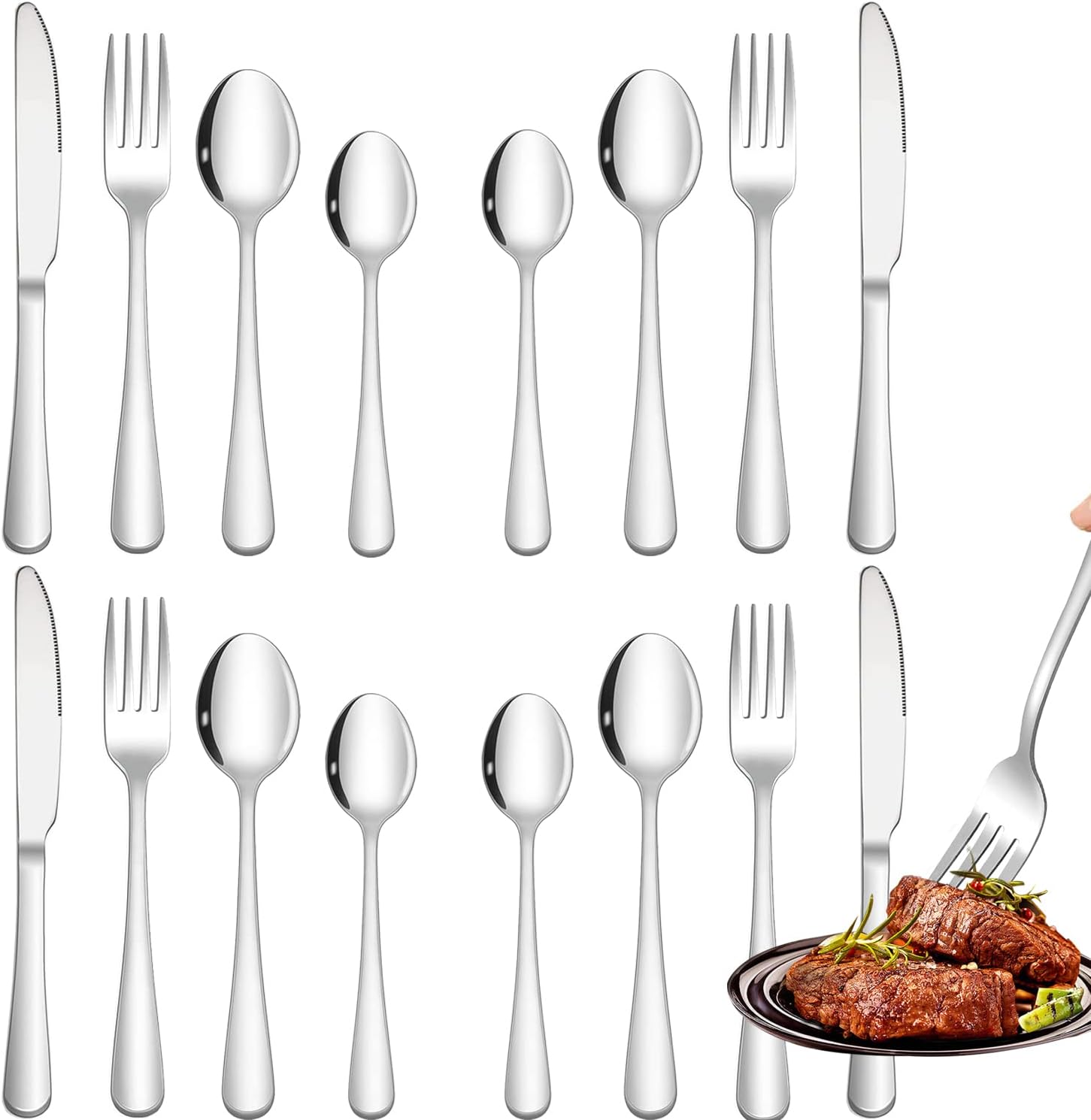Silverware Set, 16 Piece Silverware Set Service for 4, Premium Stainless Steel