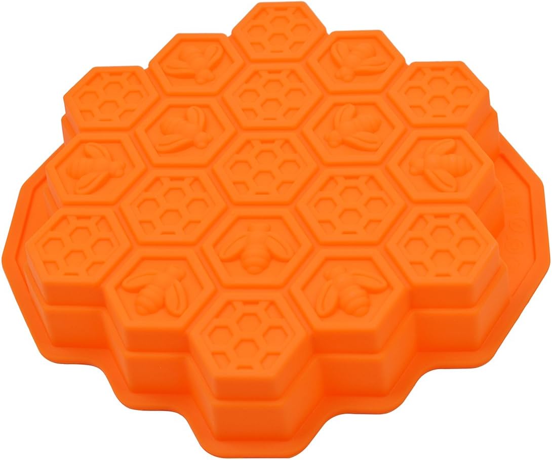 Honeycomb Cake Molds for Kids, HapWay 19 Cavity Silicone Honey Comb Bees Soap Mold Cake Baking Moulds Pull-Apart Dessert Cake Pan Mold