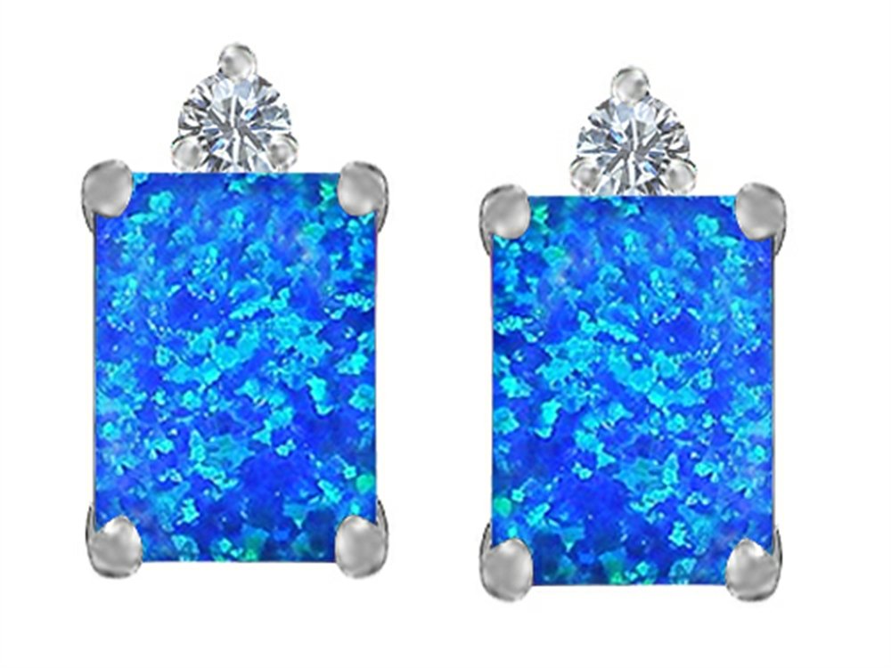 Star K Sterling Silver 8x6mm Emerald Octagon Cut Earring Studs