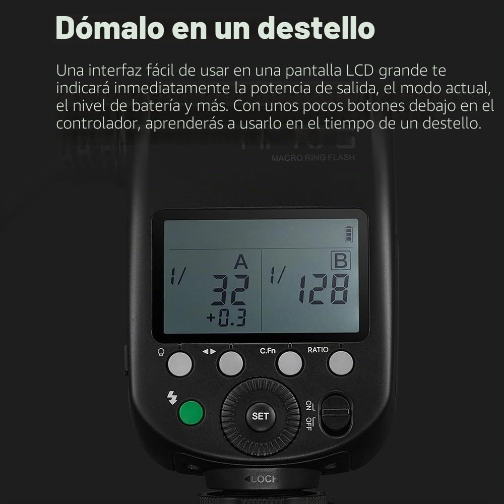 Godox MF-R76 LED Micro Ring Flash con Batería de Iones de Litio de 2600 mAh y Anillos Adaptadores de Pantalla LCD para Canon Sony Nikon Fuji Olympus Panasonic Pentax Camera Flash Speedlight Light