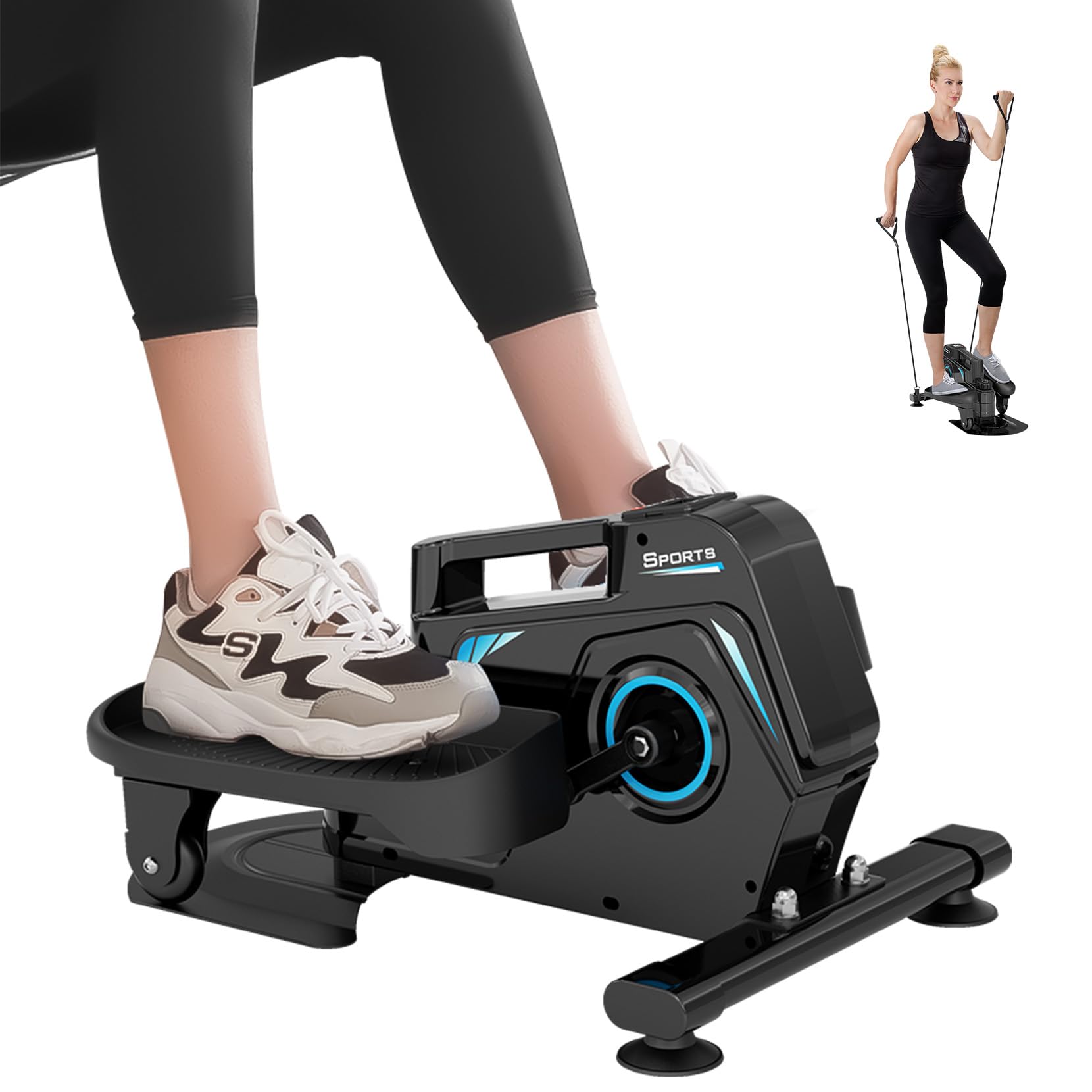 THERUN Mini Vélo Elliptique avec Fitness à 8 Niveaux de Résistance Elliptique Ecran LCD, Mini Vélo elliptique d'Appartement de Bureau, Entraînement Cardio, Compact et Portable (Bleu)