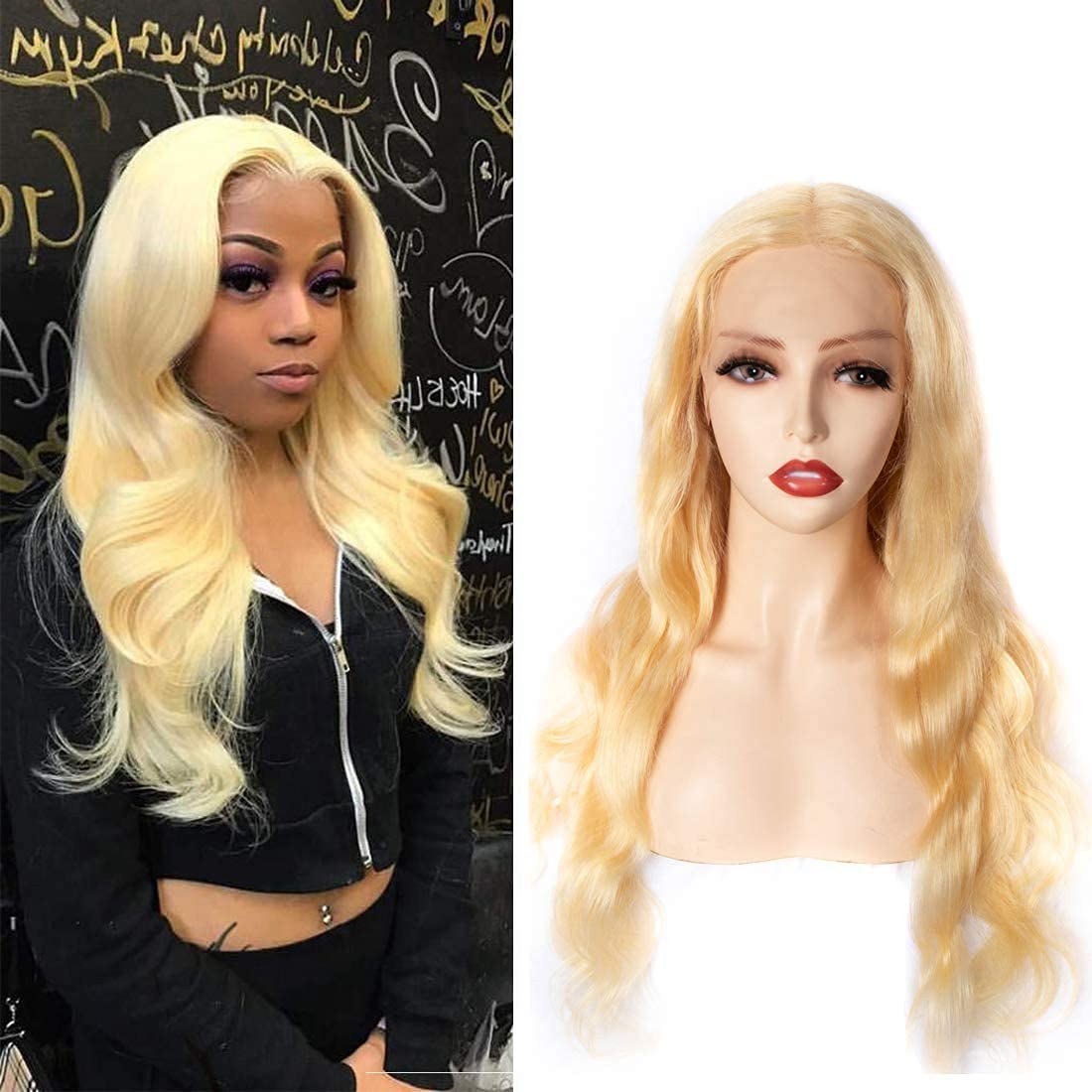 Blonde Human Hair Wigs 613 Lace Front Wig Human Hair Wig 100% Unprocessed Brazilian Virgin Middle Part Lace Front Wigs for Women Honey Blonde Wigs Human Hair(18 inch, Body Wave)