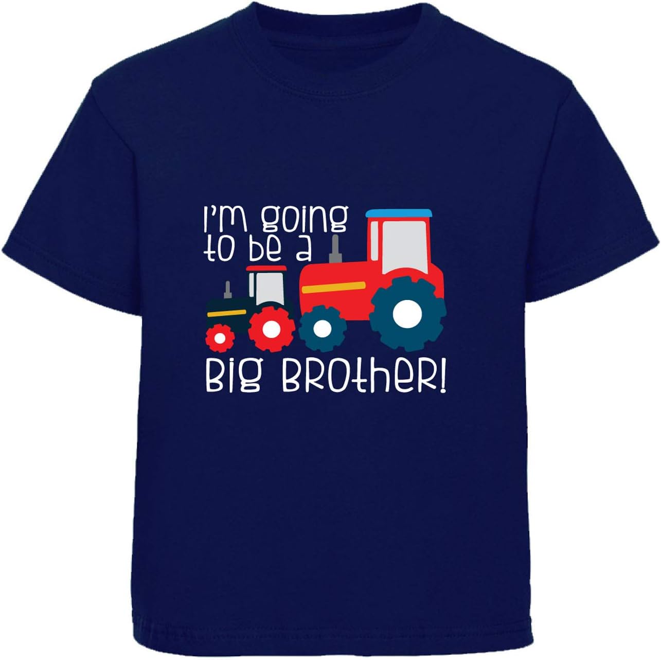 beyondsomeBoys I'm Going to Be A Big Brother T-Shirt Childrens Tractor Tshirt Kids Gift, Navy/White Text, 3-4 Years