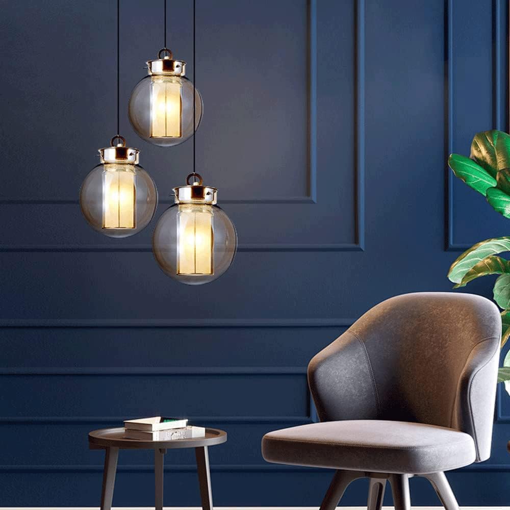 Nowoczesna jednogłowicowa podstawa żyrandola E27, metalowa szklana lampa wisząca w stylu nordyckim, kreatywny okrągły szklany abażur wiszący i barowe dekoracje balkonowe Made in China
