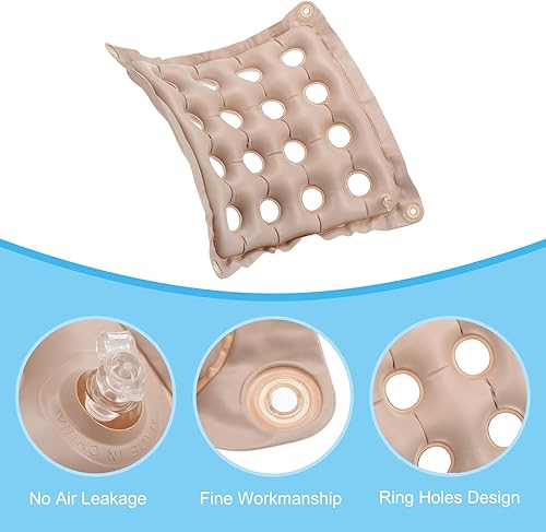 Miniatura 4 de PATIKIL Cojín de asiento inflable, paquete de 2 cojines de asiento de aire portátiles transpirables de PVC cuadrado para el hogar, sillas de ruedas,