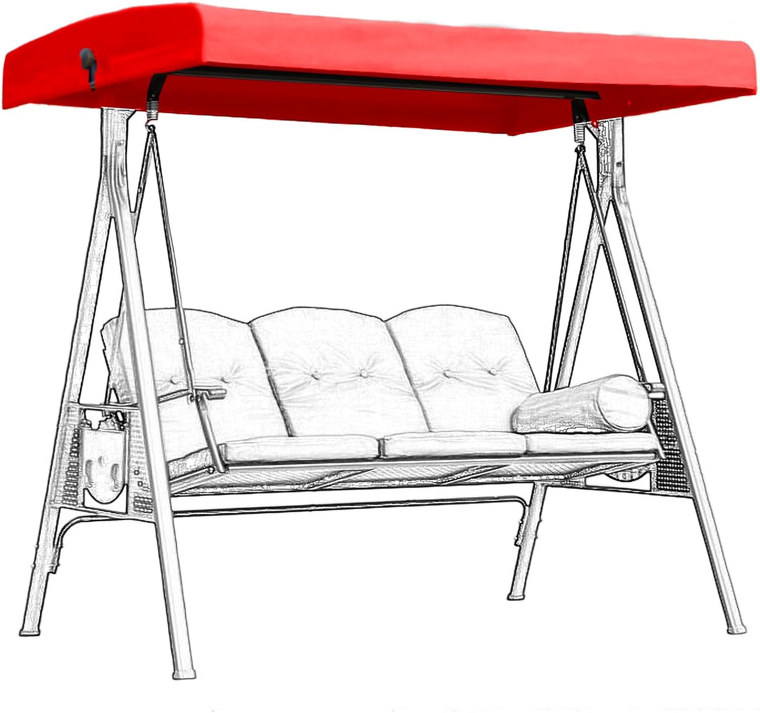 Replacement Canopy for Outdoor Swing, 2 3 Seater Bench Glider Swings Cover for Outdoor Garden Patio Yard Park Porch Seat Furniture, Waterproof Polyester Shade Fabric,Red,3 Seater 75.6x48.8inch