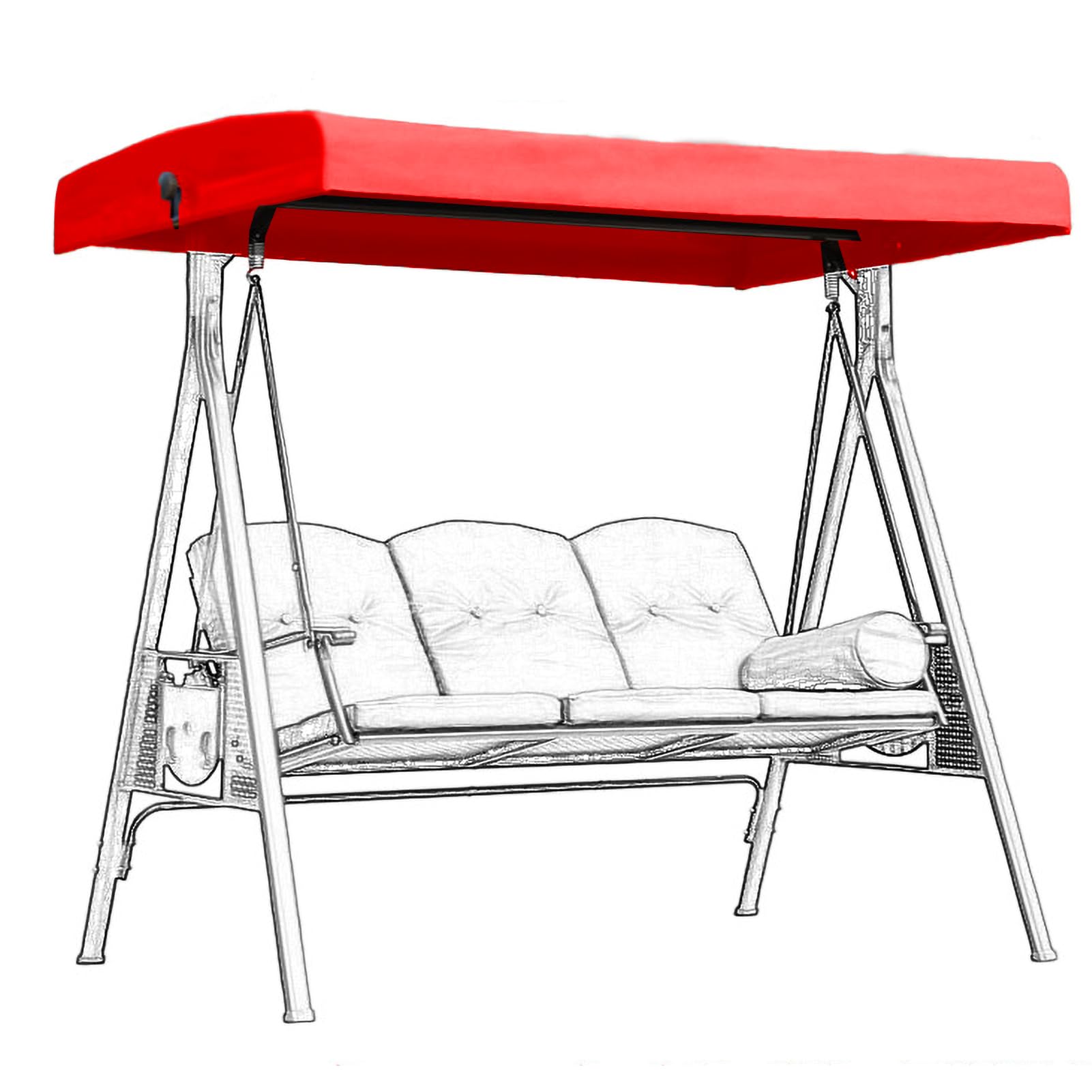 Toldo de repuesto para columpio de exterior para banco de 23 plazas, tela de poliéster rojo impermeable, perfecta para patio, porche, 192 x 124 cm