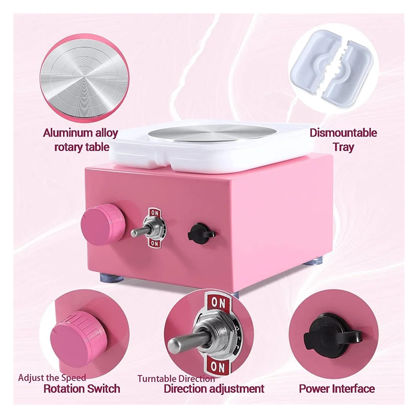 Mini-Töpferscheibenmaschine mit Drehteller + Bildhauerset, elektrische Töpferscheibe, Keramik-Tonwerkzeug, Töpferei-Töpferausrüstung(Green)