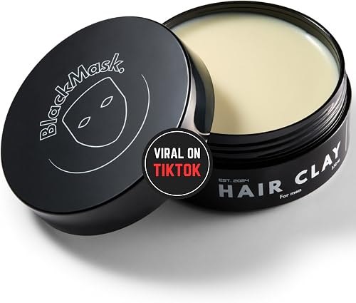 BlackMask Hair Clay for Men, Strong Hold Hair Styling Clay, 3.52oz (1 Pack)