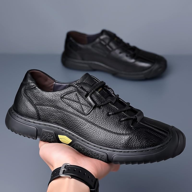 Men's Shoes Lace-up Outdoor Casual Leather Shoes Round Wear-Resistant Rubber Soft Sole Men Shoes3