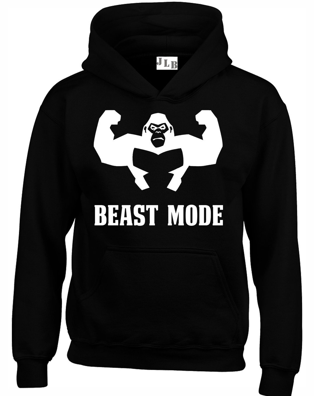 JLB Print Beast Mode Gorilla Design Funny Cool Premium Quality Unisex Hoodies for Men, Women and Teens Black