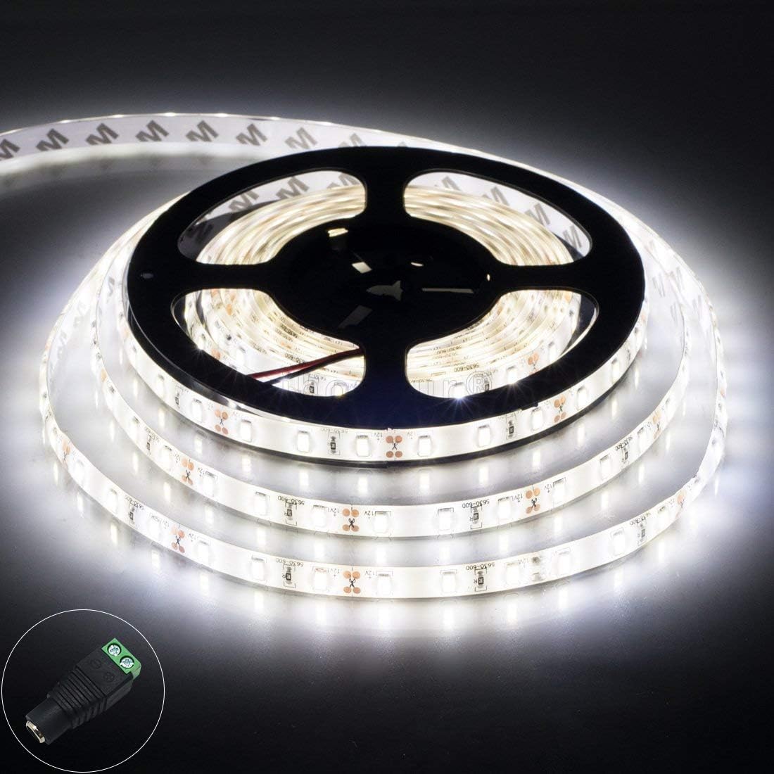 DREHELPER® Non-Waterproof 5meters(16.4ft) 300LED SMD5730 DC12V 3A 36W 9000-10500lumens Ultra Bright Flexible Indoor LED Strip Lights for Bedroom Home Decor Daylight White DR-5630SL-300DW
