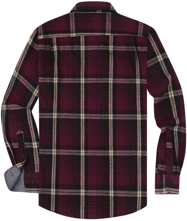 Damipow Premium Mens Flannel Shirt Long Sleeve Button Down Plaid Flannel Shirt - Image 3