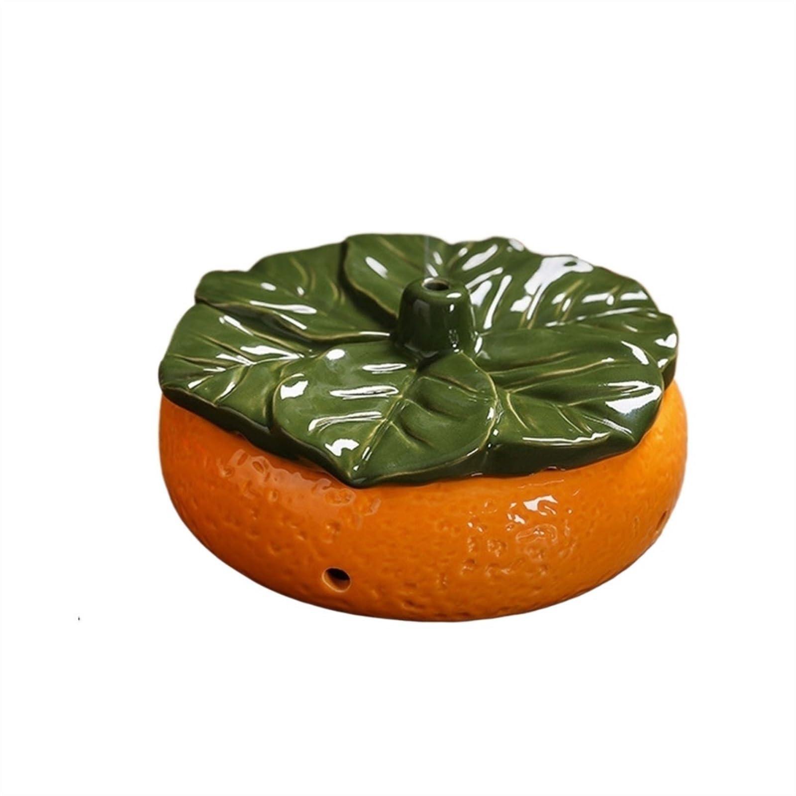 MLYPRU Orange-Shaped Ceramic Garlic Keeper for Counter, Household Garlic Storage Container with Lid, Garlic Holder for Kitchen Countertop
